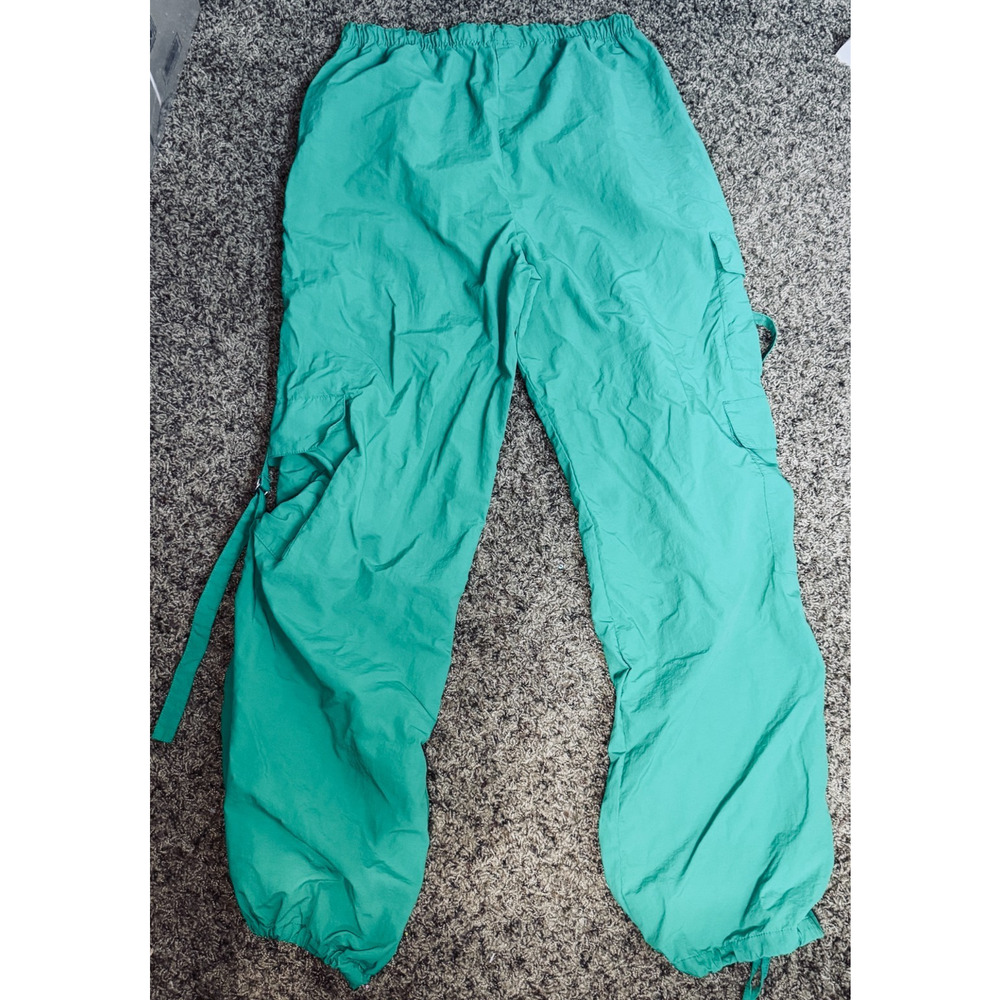 Love Tree Parachute Cargo Pants Nylon L Kelly Green Pockets Utility Streetwear - Picture 6 of 9